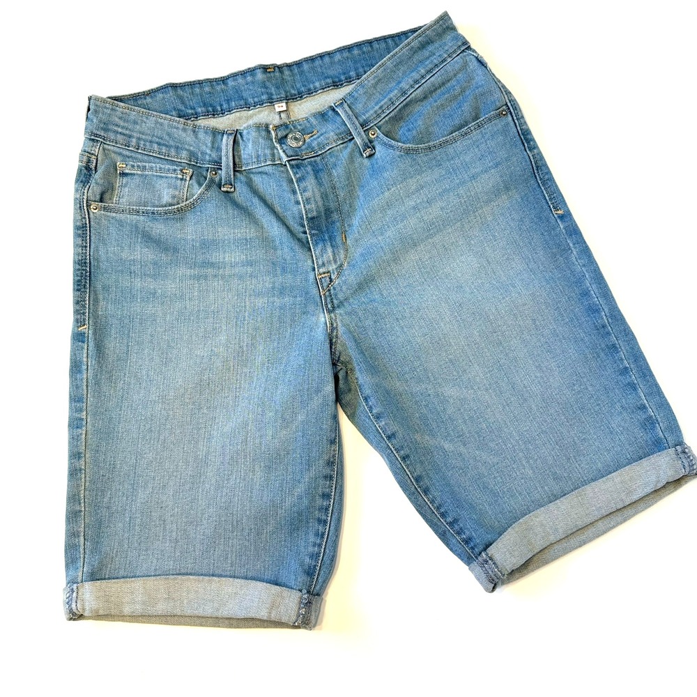 Levi's Jeans Classic Bermuda Shorts Stretch Light Wash Denim‎ Cuffed